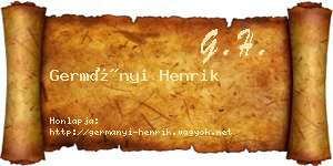 Germányi Henrik névjegykártya